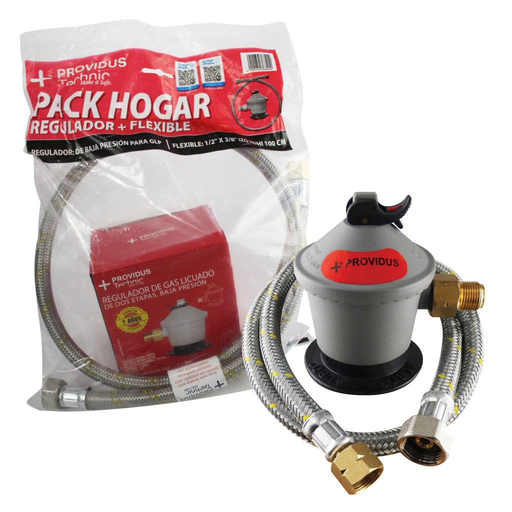 Kit Regulador + Flexible 1/2” HI x 3/8” HI Bolsa